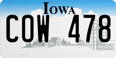 IA license plate COW478
