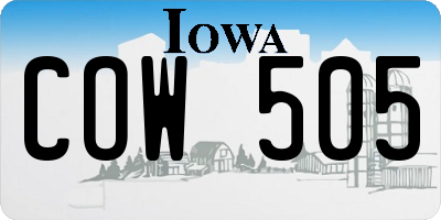 IA license plate COW505