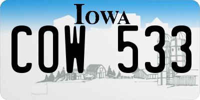 IA license plate COW533