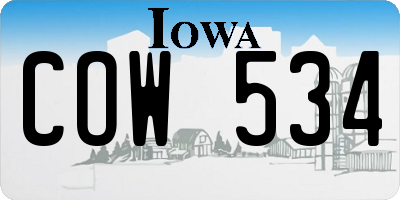 IA license plate COW534