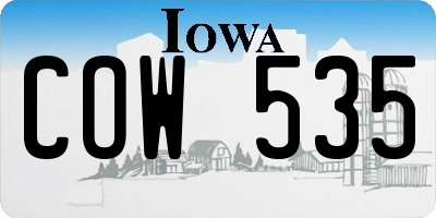 IA license plate COW535