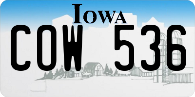 IA license plate COW536