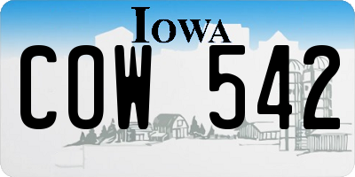 IA license plate COW542