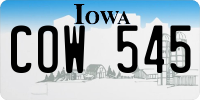IA license plate COW545