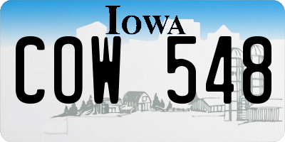 IA license plate COW548