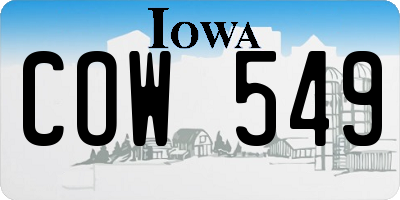 IA license plate COW549