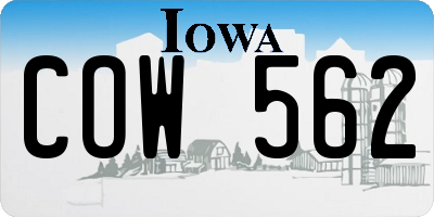 IA license plate COW562