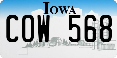 IA license plate COW568