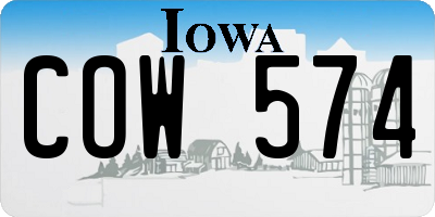 IA license plate COW574