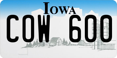 IA license plate COW600