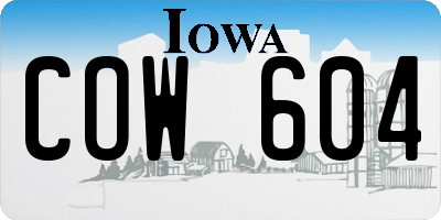 IA license plate COW604