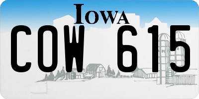 IA license plate COW615