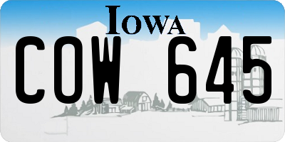 IA license plate COW645