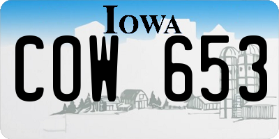 IA license plate COW653