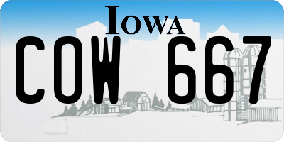 IA license plate COW667