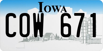 IA license plate COW671