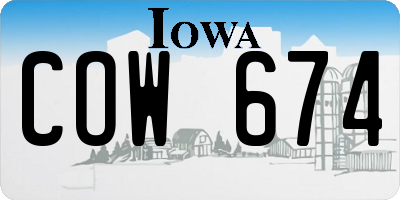 IA license plate COW674