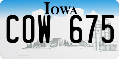 IA license plate COW675