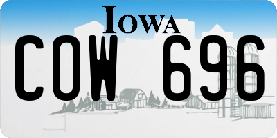IA license plate COW696