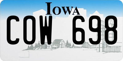 IA license plate COW698