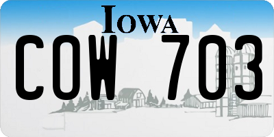 IA license plate COW703