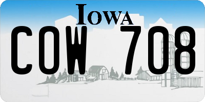 IA license plate COW708