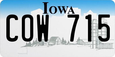 IA license plate COW715