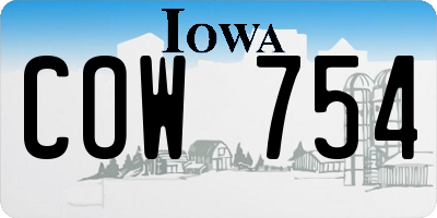 IA license plate COW754