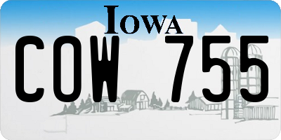 IA license plate COW755
