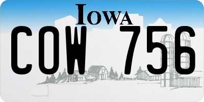 IA license plate COW756