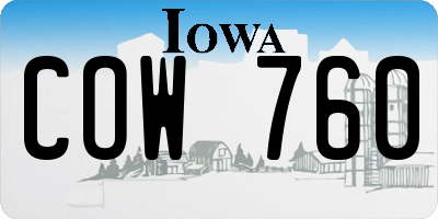 IA license plate COW760