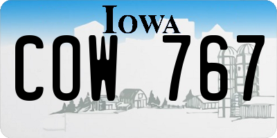 IA license plate COW767