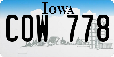 IA license plate COW778