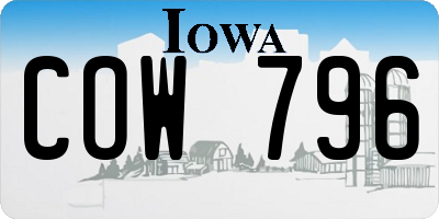 IA license plate COW796