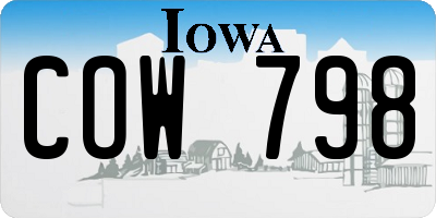 IA license plate COW798