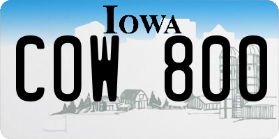 IA license plate COW800