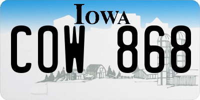 IA license plate COW868