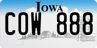 IA license plate COW888