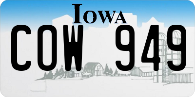 IA license plate COW949