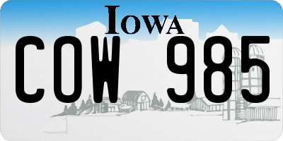 IA license plate COW985