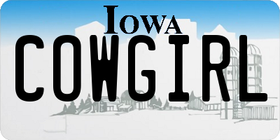 IA license plate COWGIRL