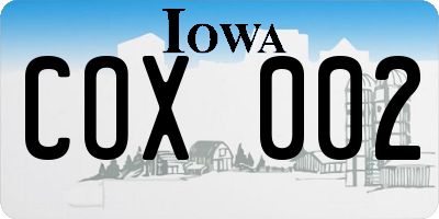 IA license plate COX002