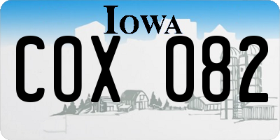 IA license plate COX082