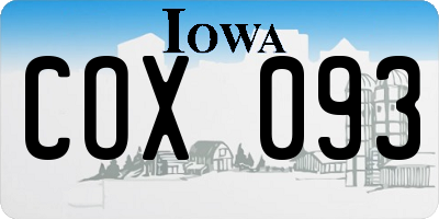 IA license plate COX093