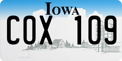 IA license plate COX109