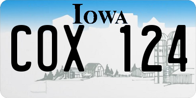 IA license plate COX124