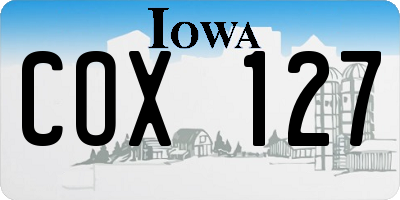 IA license plate COX127
