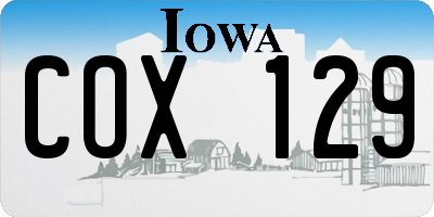 IA license plate COX129