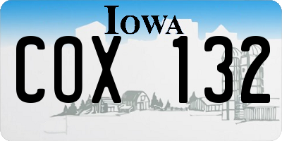 IA license plate COX132