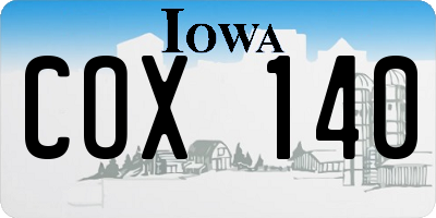 IA license plate COX140